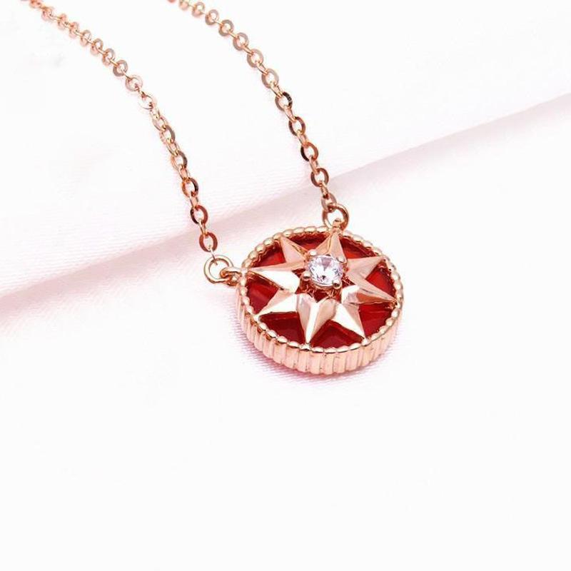 Purple Gold Sun Blackstone Redstone Necklace Fashion Rose Gold Plated Trend Color Gold Set Chain