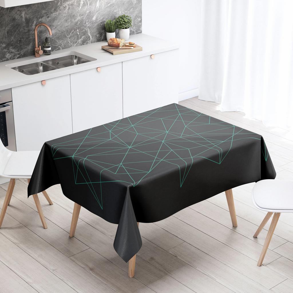 Geometric Line Tablecloth Home Decor Stain Resistant Waterproof Table Decoration Rectangular Kitchen Fireplace Countertop