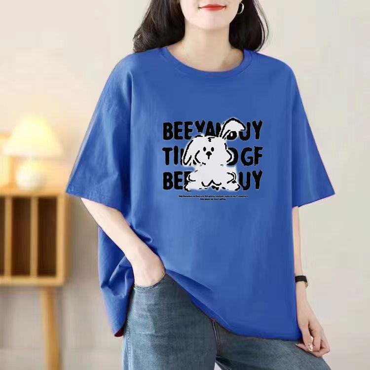 Sommer Damen Neues Cartoon-Druck Kurzarm-T-Shirt Lockere Oberteile