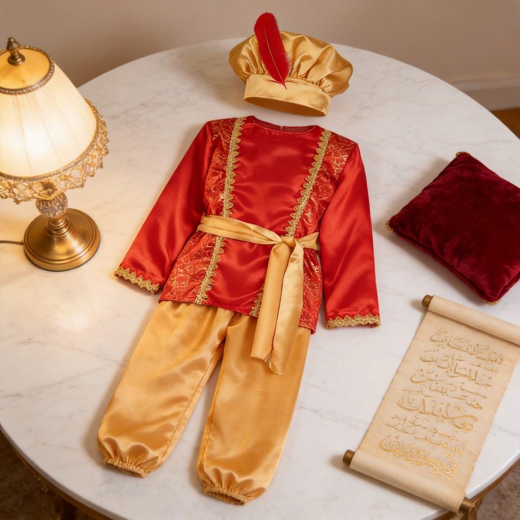 Kostým Aladina pro děti z polyesterové látky pro jevištní představení a halloweenský cosplay