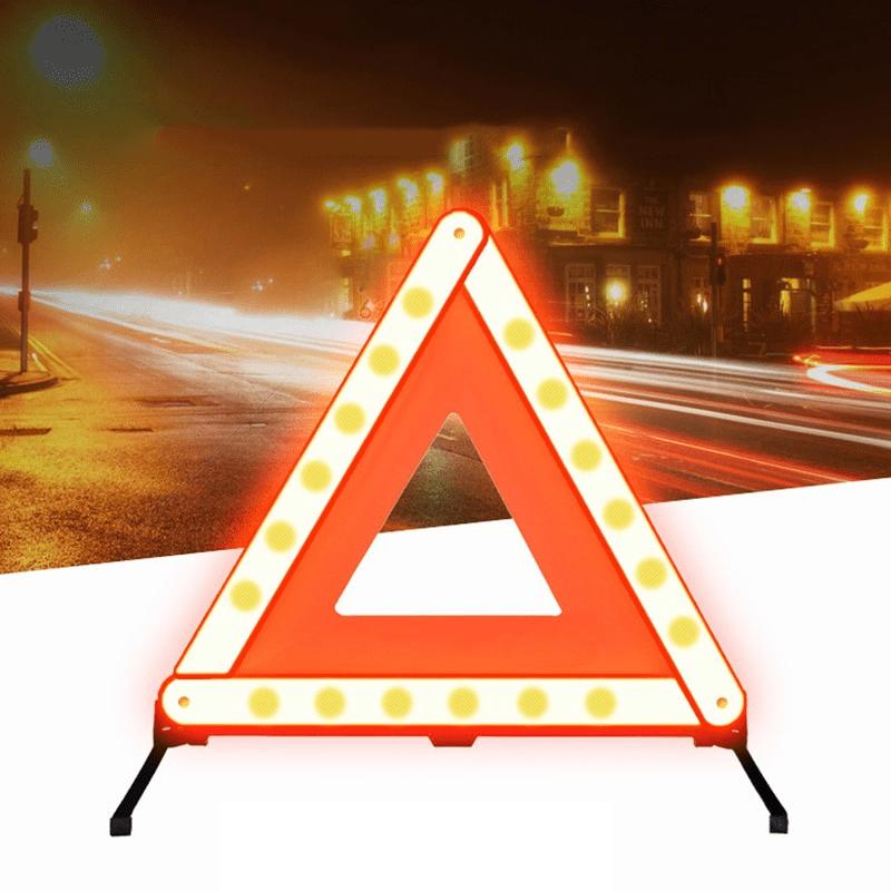 1pcs Car Triangle Reflector Stop Sign Tripod Road Flash Emergency Warning Foldable