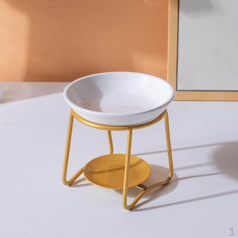 

Ceramic Oil Burner Scented Decorative Portable Iron Frame Melt for Home SPA Meditation Office золотий