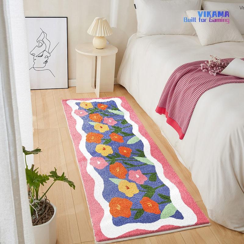 

VIKAMA Faux Sheep Velvet Carpet Bedroom Dirty Resistant Bedside Rug Simple Entry Bathroom Shaggy Floor Mat Home Decoration 40X120CM(1.3X3.9FT