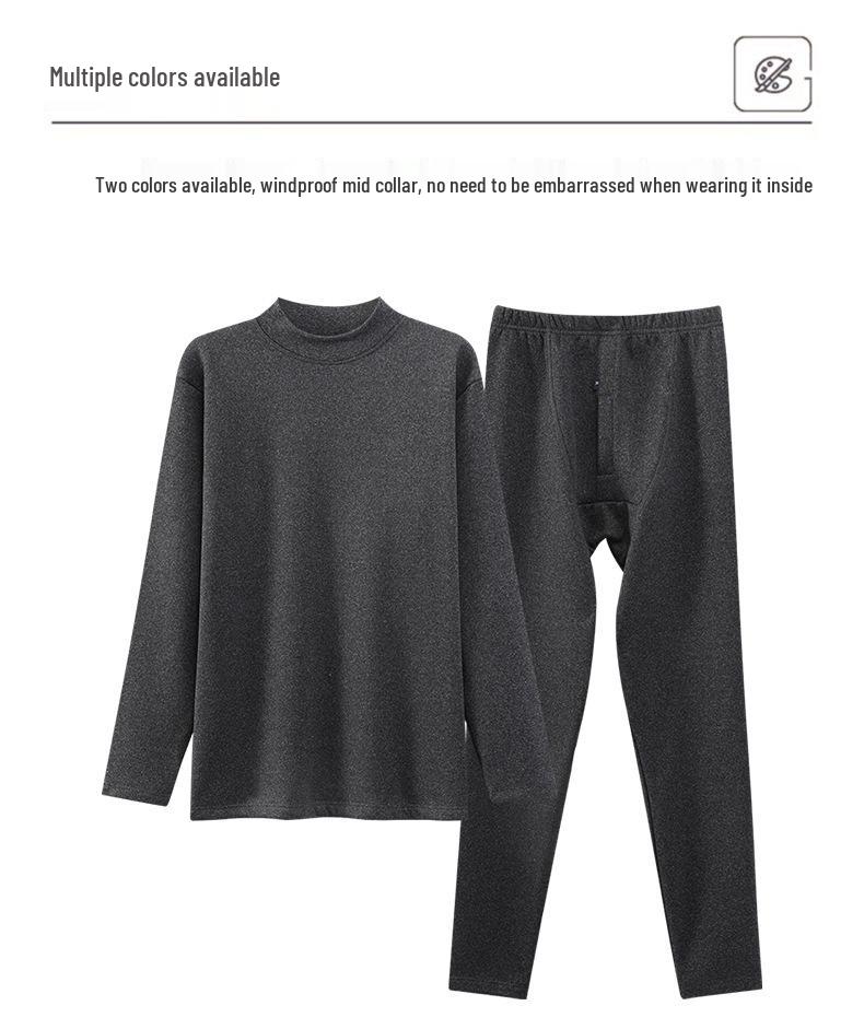 Lambswool-Enhanced Thermal Men's Base Layer Set – Thick, Plush, Cold-Proof Underwear for Autumn and Winter