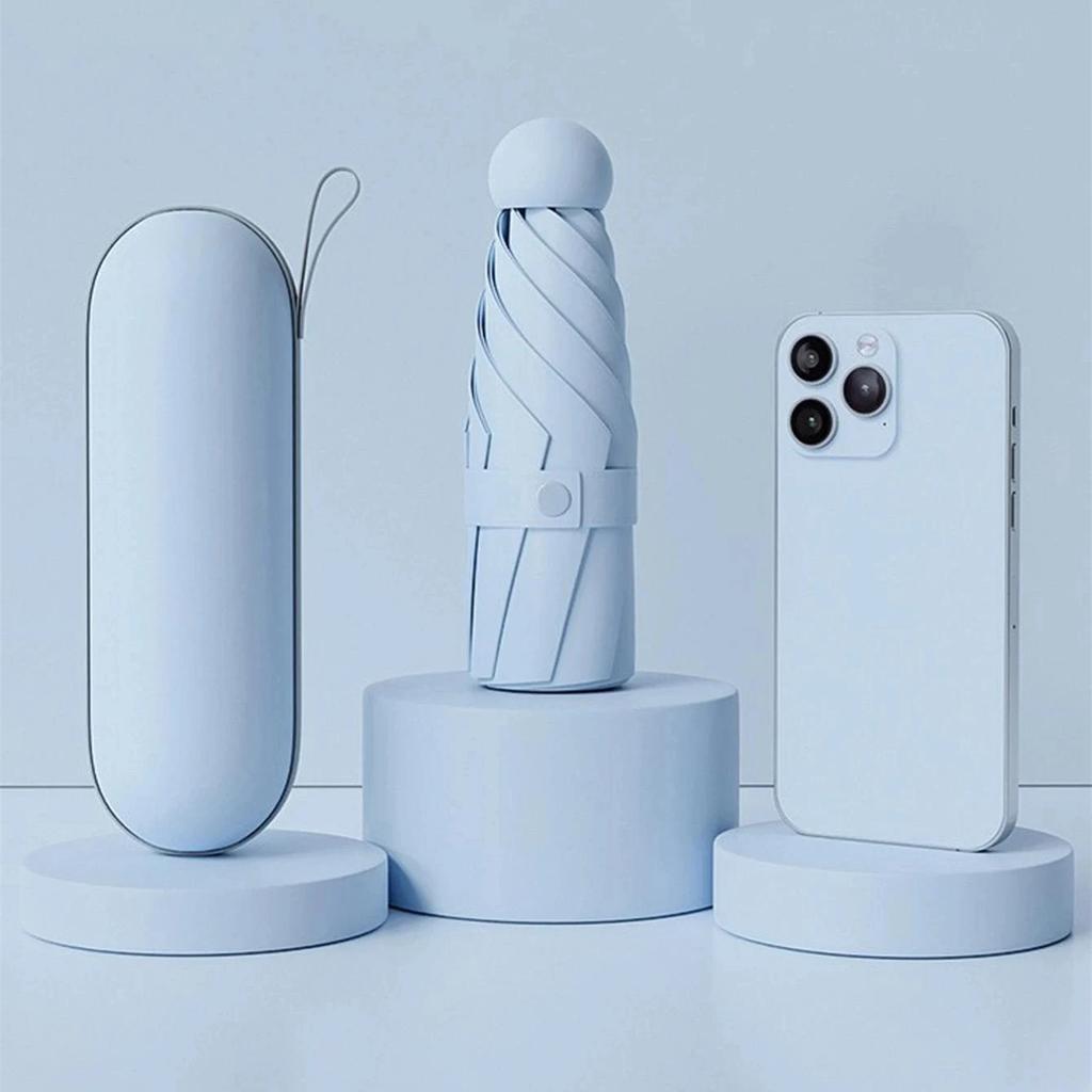 1pc Anti-Uv Mini Umbrella For Sunny And Rainy Days, Portable With Uv Coating And 6 Reinforced Ribs  Beach Umbrella