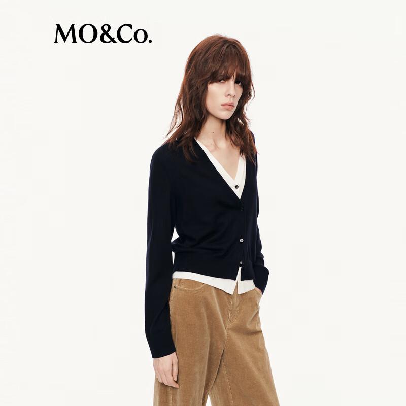 MO&Co. Pure Wool V-Neck Long Sleeve Sweater