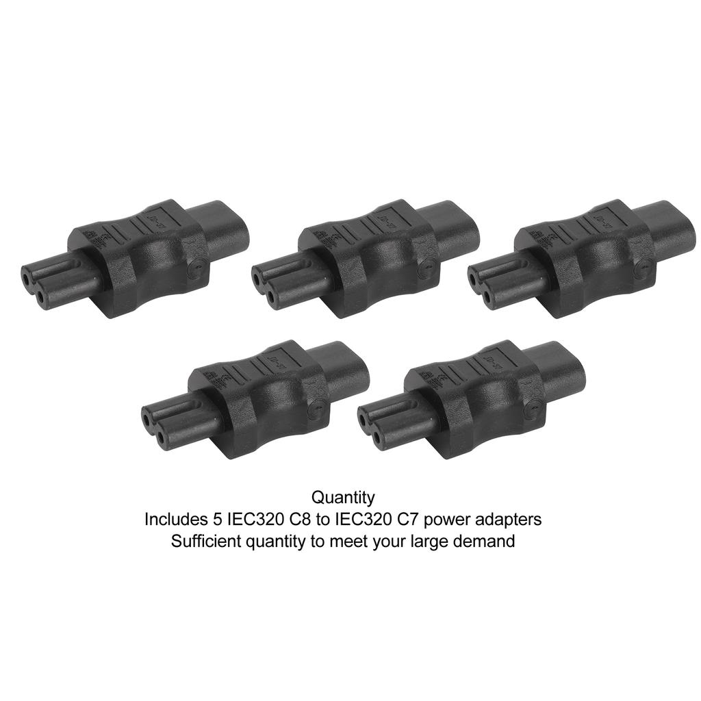 5pcs IEC320 C8 to IEC320 C7 Converter Connector 2 Pin 2500W Power Adapter for Laptop