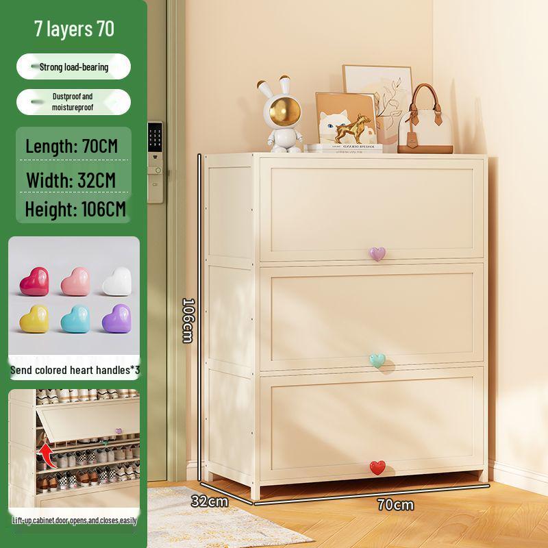 Cream Multi-Layer Off-White Shoe Cabinet - Space-Saving Hallway Storage Rack