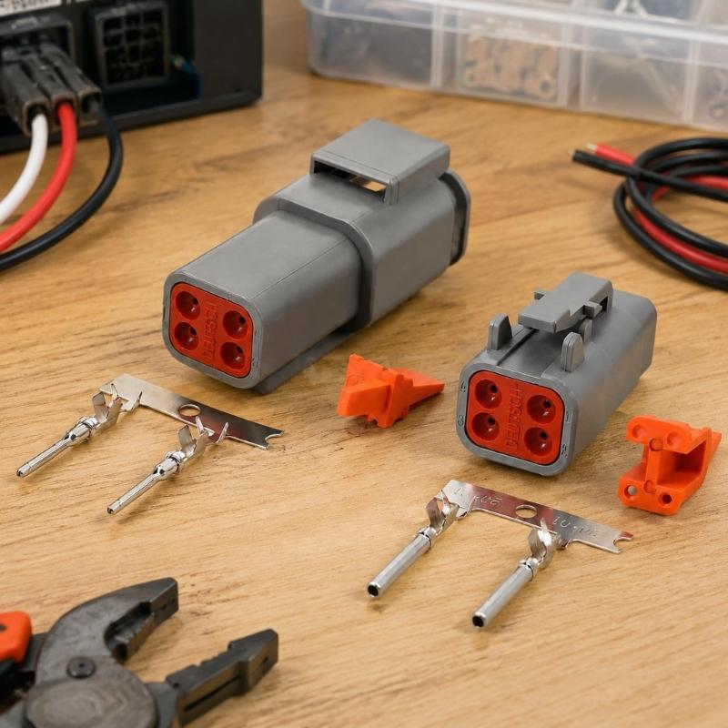 Electrical Wiring Repair Housing Kit, 4 Assemblies with Mating Male and Female Parts and Matching Metal Contacts