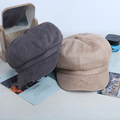 Gorro octogonal de cuadros para mujer, nuevo, de lana, casual, con rayas, retro, casual, versátil para mujer
