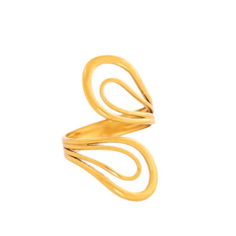 Cross Stainless Steel Open Ring - Women's Geometric Titanium Steel Stackable Jewelry