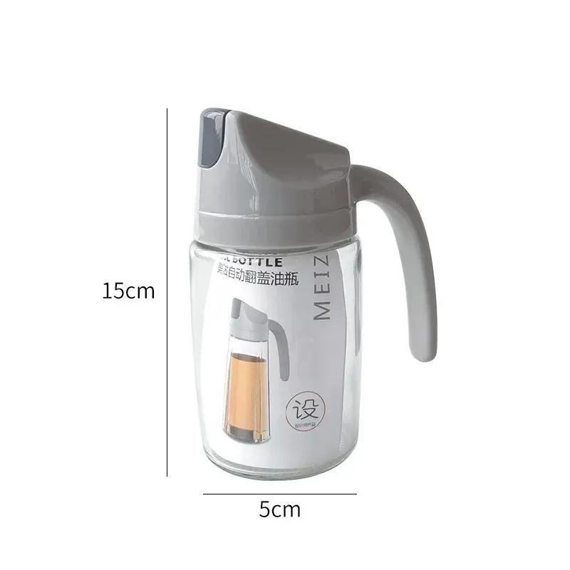 2024 1000ml Kitchen Glass Automatic Opening and Closing Oil Can Household Kitchen Dustproof Large-capacity Glass Oil Bottle