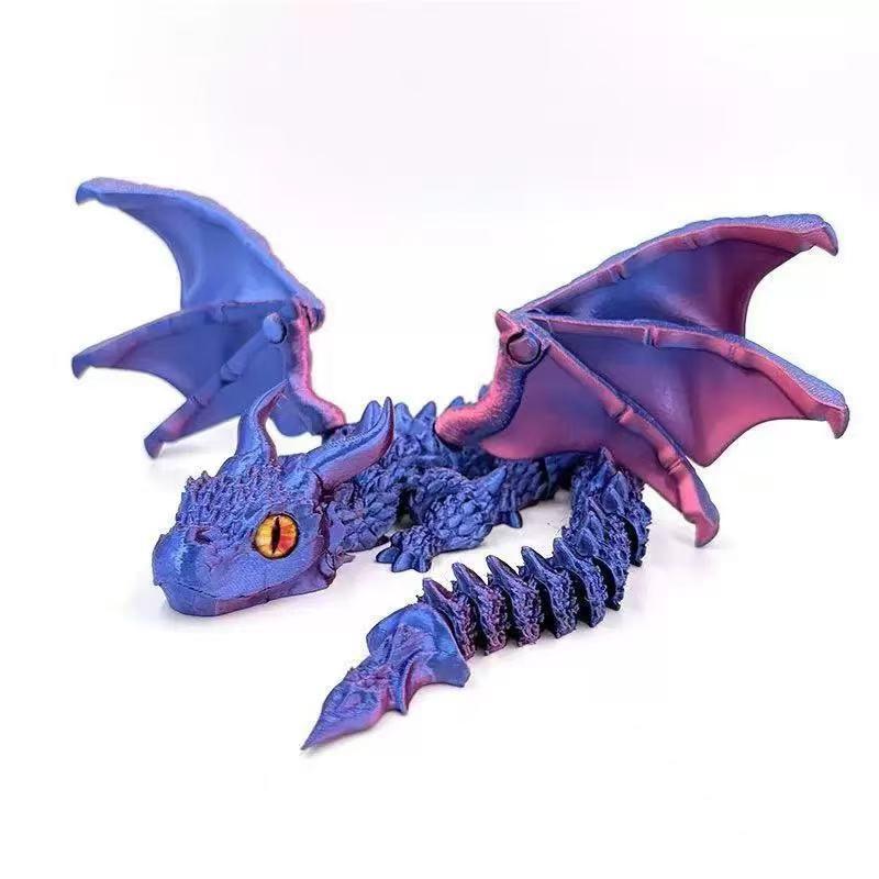 3d Printed Winged Carriage Dragon Figurine With Random Eyes Art Deco Resin Dragon Sculpture, Tabletop Animal Theme Deco 1pc 2025