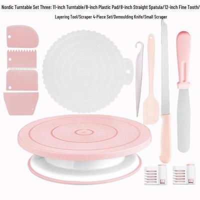 Ensemble Plateau Tournant Rose Macaron Zhaoran pour Décoration de Gâteau
