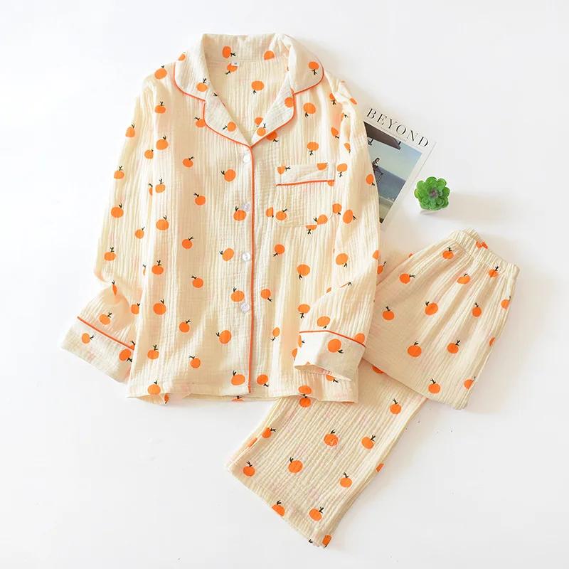 Nieuwe lente- en herfstpyjama's voor dames, 100% katoen, lange mouwen, thuiskleding, paarse lavendel, eenvoudige pyjamaset voor dames, grote maten L beige