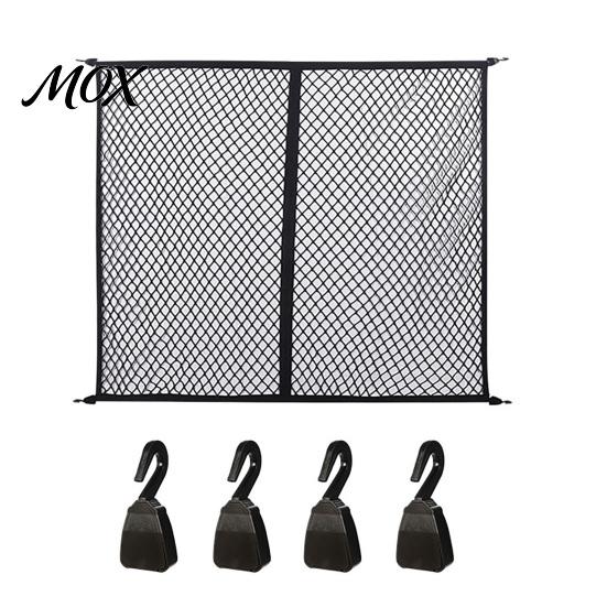 Vehicle Cargo Containment Truck Net, Bed Organizer Stretchable Elastic Net Luggage Holder with 4 Hooks for Pickup Bed, SUV Trunk Flexible Restraint