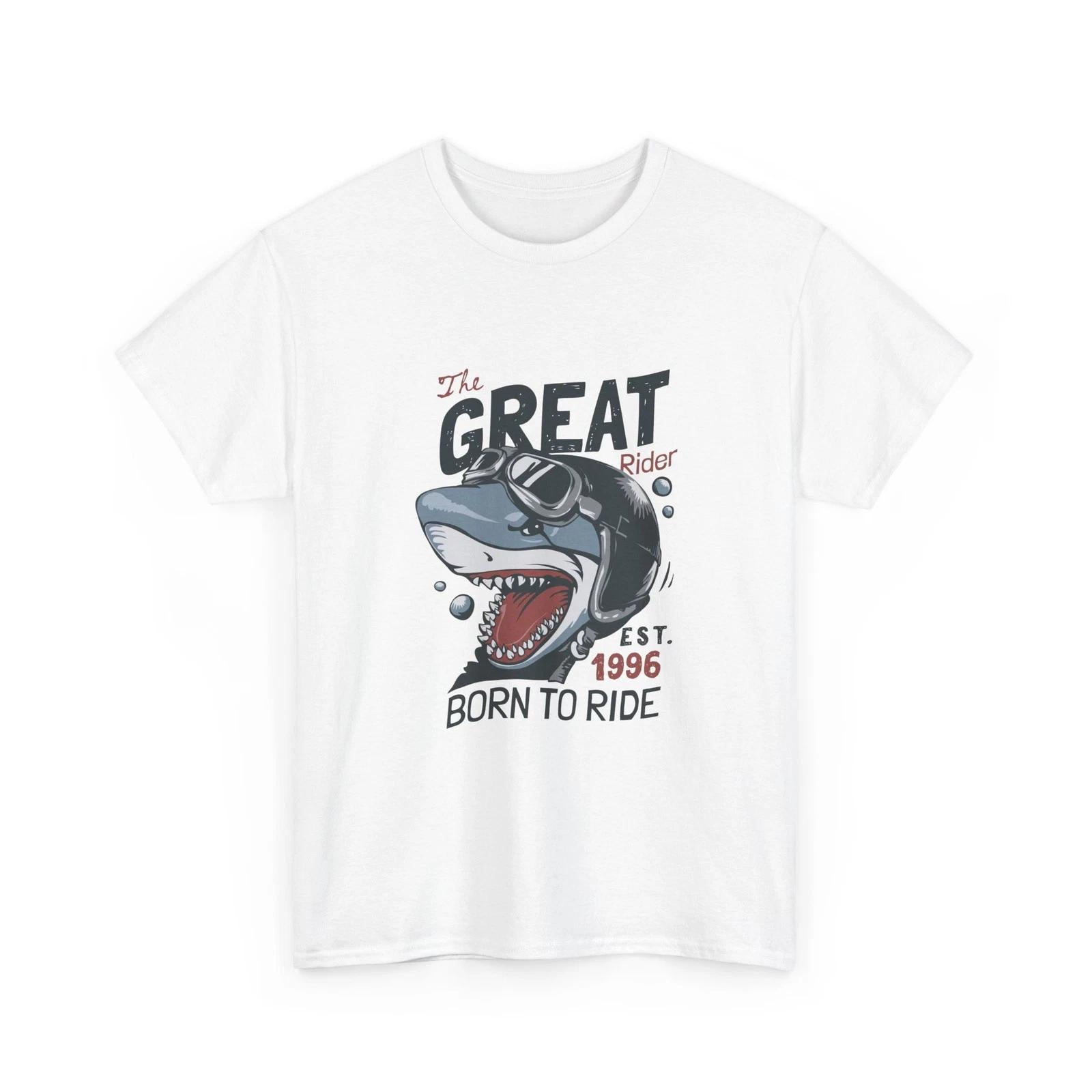 Shark Biker Born to Ride T-Shirt | Motorcycle Helmet Shark, Cool T-Shirt Style S