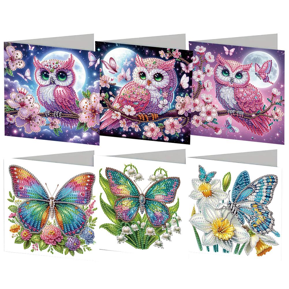 6pcs DIY Diamond Painting Greeting Card Set Handmade Rhinestone Diamond Art Mosaic Postcards Thank You Cards & Holiday Blessings