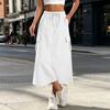 Women's High Waisted Cargo Skirt with Elastic Waist, Pockets and Slit, Color Casual Skirt for Everyday Wear