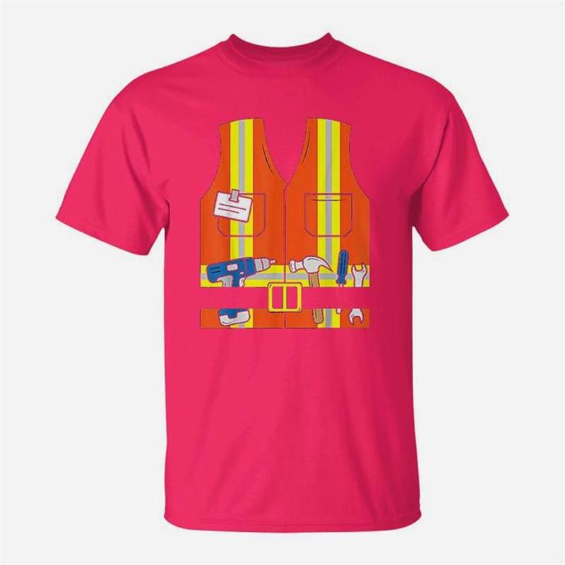 3D Bauarbeiter Orange Warnweste Grafik T-Shirt für Unisex Kleidung Sommer Lässig Unisex Oberteile T-Shirts Mode T-Shirt