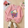 Kids Crewneck Sweatshirt, Ice Cream Cone with Sprinkles Graphic Print,Spring Autumn Casual Sport Tops