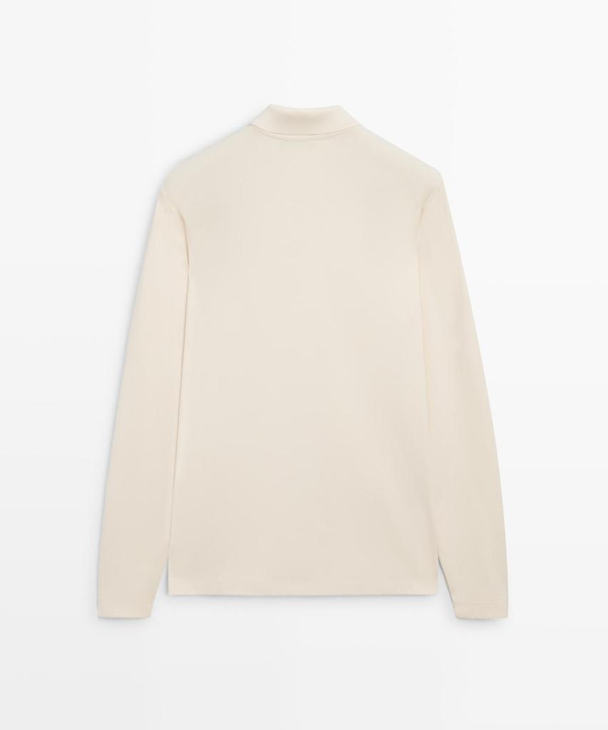 Masimodutti Long Sleeve Polo Shirt With Ribbed Details