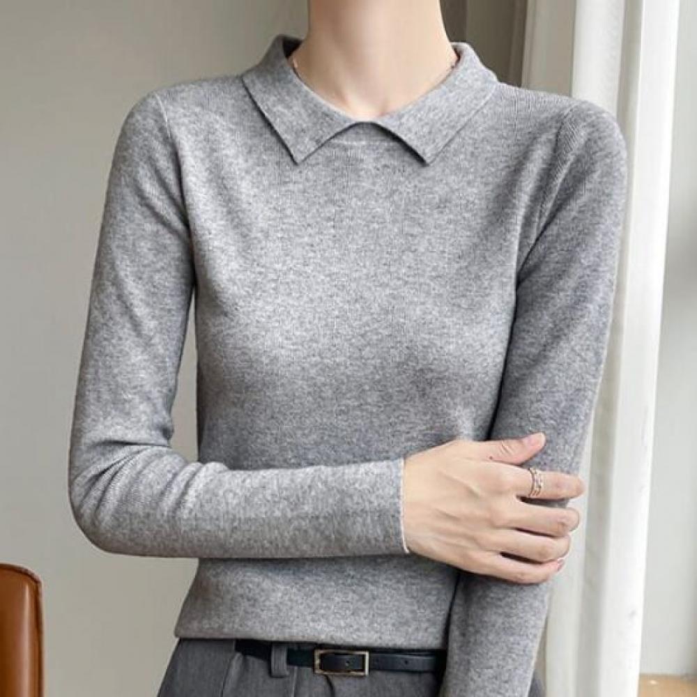 Navava Men S baSic Daily Fit Solid Collar Long Sleeve Knit Nk3428