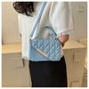 Women's Faux Leather Quilted Stitching Small Square Bag Fashion Magnetic Closure Shoulder Crossbody Purse