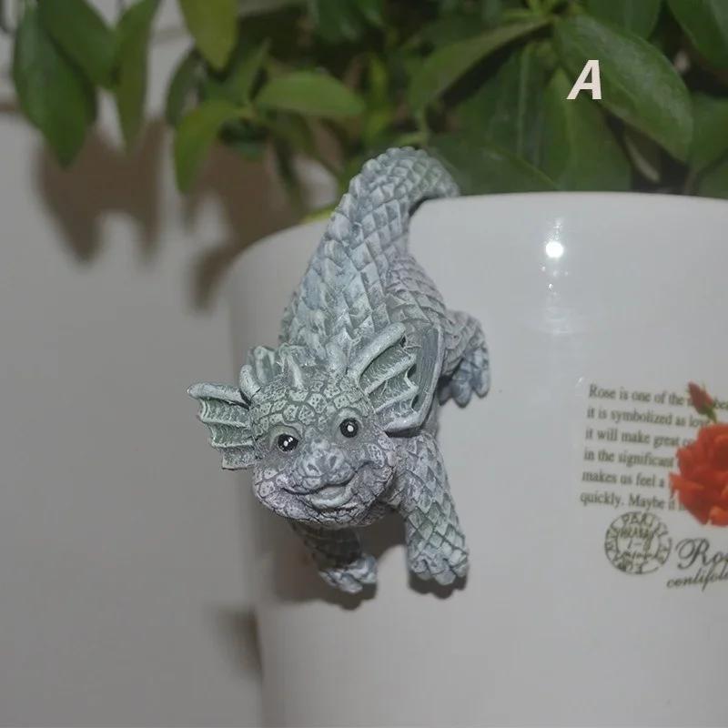 Nové 1ks Pryskyřičné Figurky Dinosauři Závěsný Model Šálku Dračí Doplňky Odolné proti Povětrnostním Vlivům Dekorace Květináče pro Domácí Kancelář