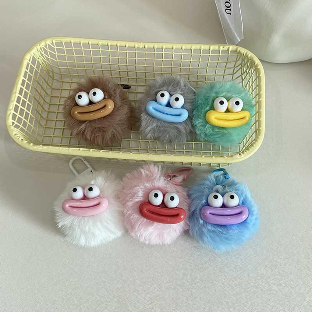 Eye Catching Keychain Colorful Sausage Mouth Pendant Keyring Furry Ball Key Chain Portable Keyrings Accessory for Women