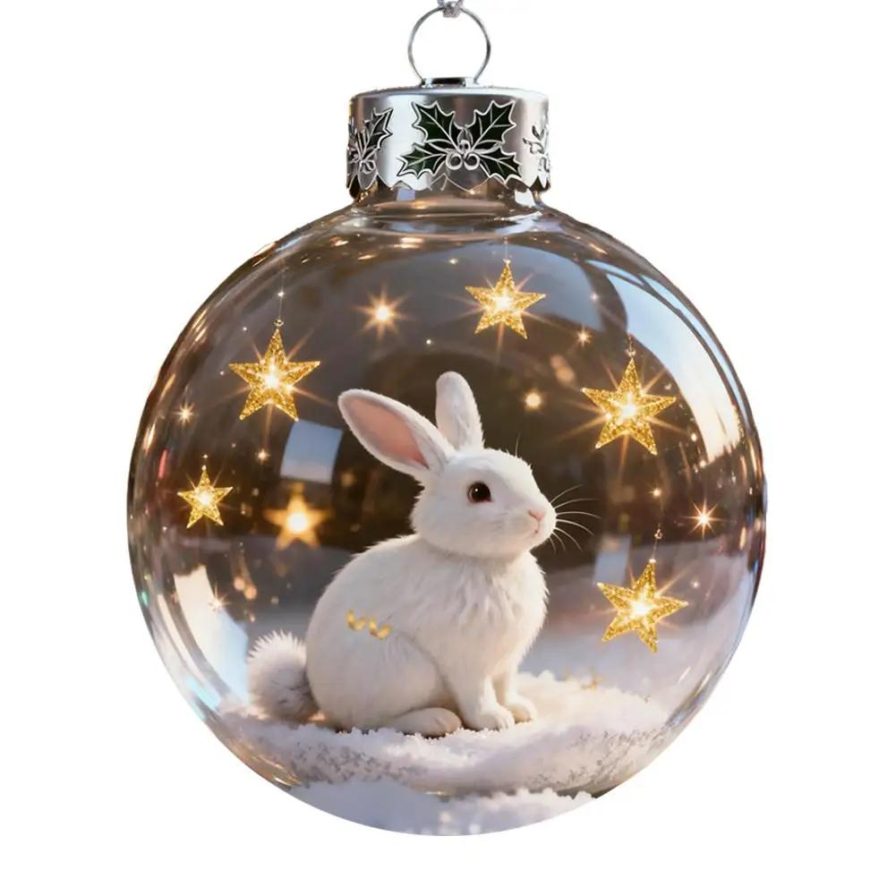 NEW Christmas Decoration Small Model Playful Animal Pendant Hanging Transparent Tree Xmas Christmas Ball Decoration Ball Y1K1