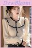 French Chic Long Sleeve Shirt With Ruffle Details For Elegant Spring Fashion