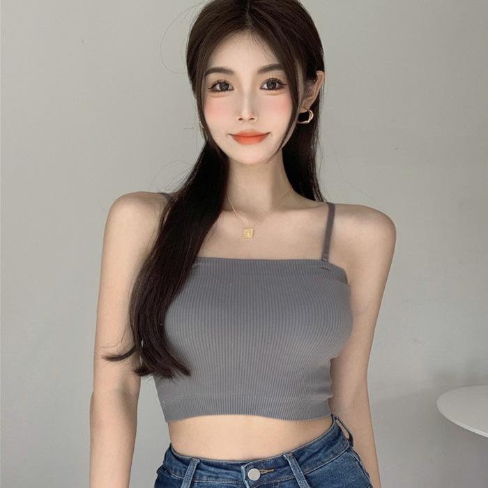With chest pad, women's new removable shoulder strap tube top sling integrated vest with beautiful back top