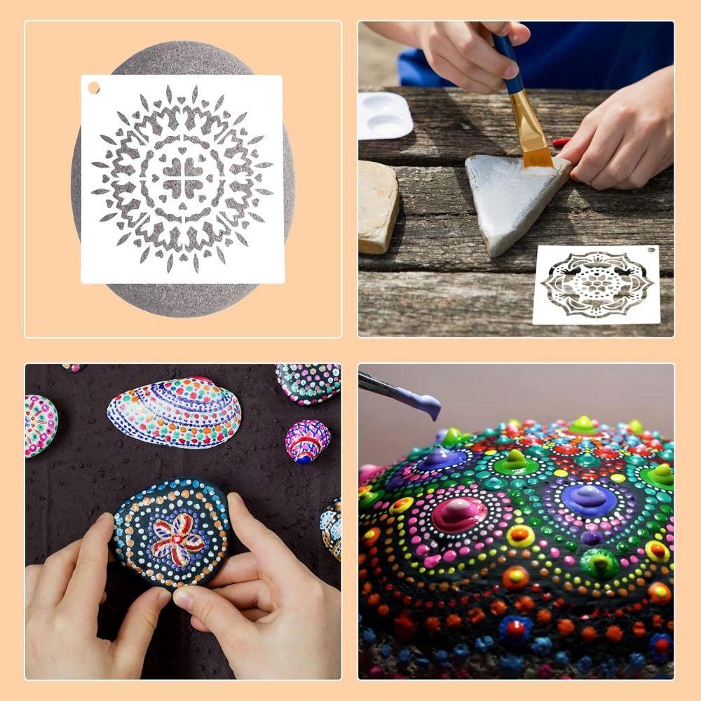 36/56Pcs Reusable Mandala Dot Painting Templates Creative Dot Painting Stencils Wall Spray Art