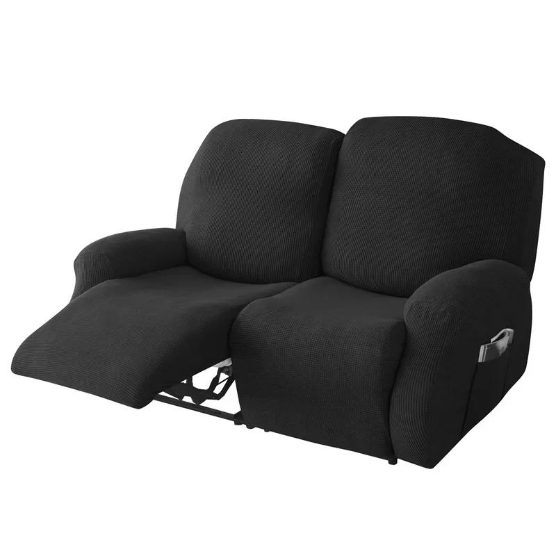 6pcs Solid Color Recliner Sofa Cover Elastic All-inclusive Couch Coushion Case Soft Pet-friendly Protective Case for Living Room