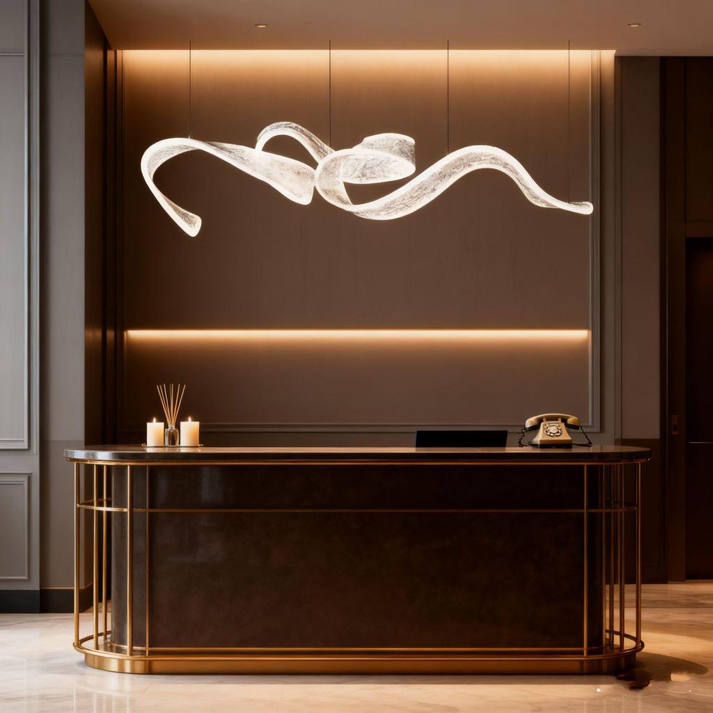 Modern Luxury Ribbon Chandelier: Creative Long Strip Design for Restaurants and Hotel Lobbies