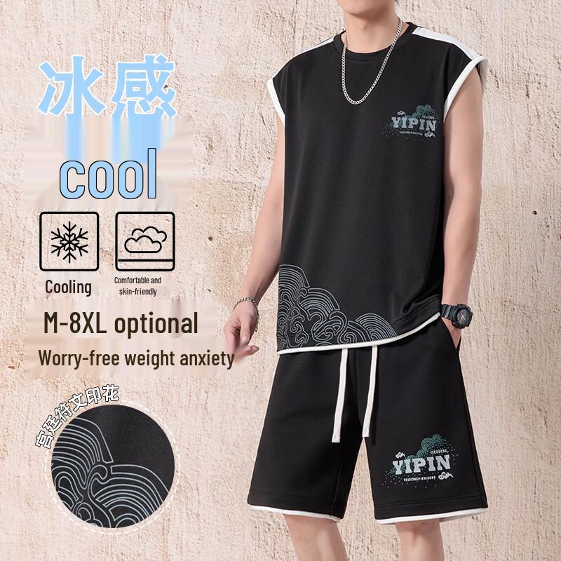 

Men s Quick-Dry Ice Feel Summer T-Shirt & Shorts Set M