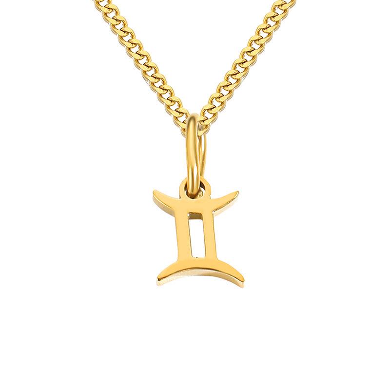 Gold-Plated Stainless Steel Zodiac Pendant Necklace for Women
