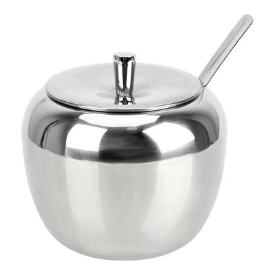 Spice Container Apple Sugar Bowl Stainless Steel Condiment Pot With Lid and Spoon Seasoning Jar Tableware