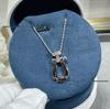 Fred Women's 18K Rose Gold Horsebit Necklace with Diamond Inlaid Twisted Rope Chain - Light Luxury Autumn Winter Accessory