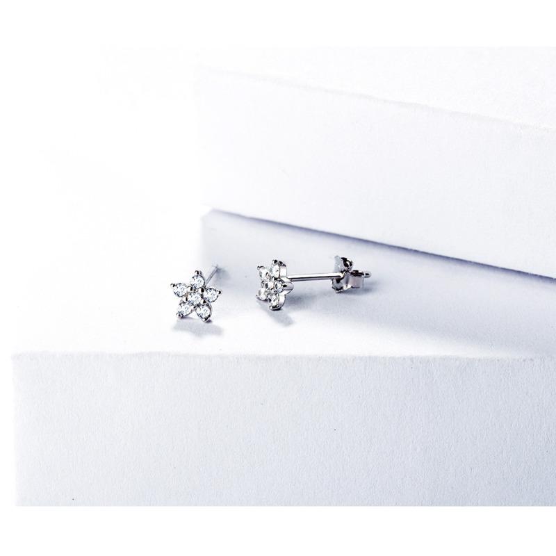 Bague Ringen 925 Sterling Silver Moissanite Stud Earrings 1.2ct 6 Stones Flower Women Earring For Party Engagement Fine Jewelry