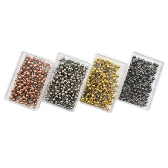 480/500Pcs Push Pin with Clear Plastic Box Metallic Color Round Ball Head Cork Bulletin Board Whiteboard Wall Map Photo Fixing Thumbtack Office