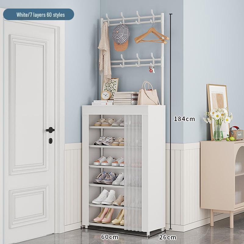 Multi-layer Dustproof Shoe & Hat Rack: Floor-standing Coat Rack & Storage Shelf for Living Room or Entryway