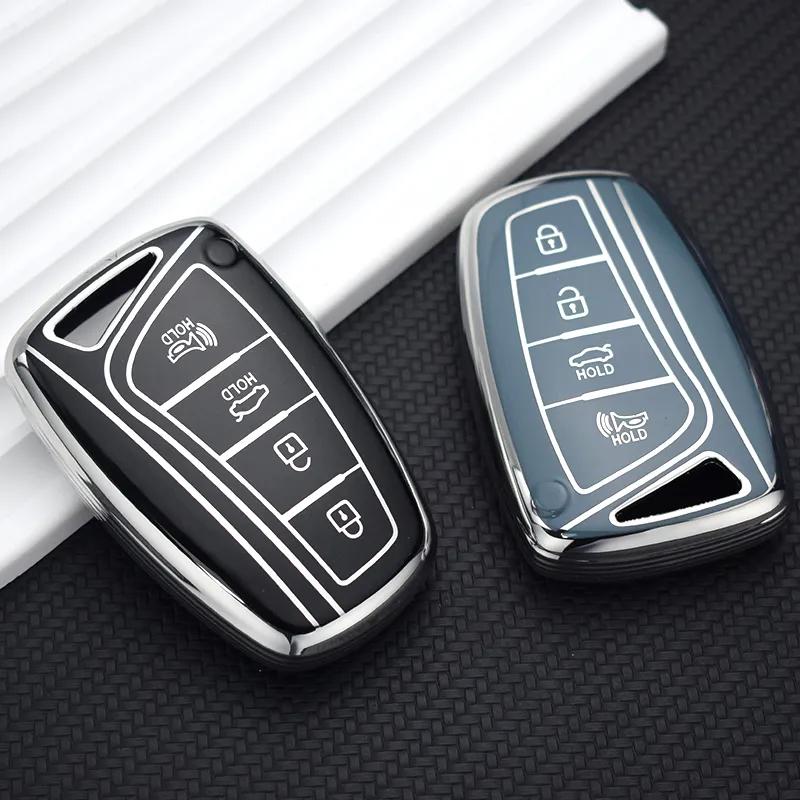 3/4 Tasten TPU Autoschlüsseletui Shell Cover Fob für Hyundai Santa Fe Sport Ix45 Equus Centennial Genesis G80 Grandeur Azera Schutzzubehör