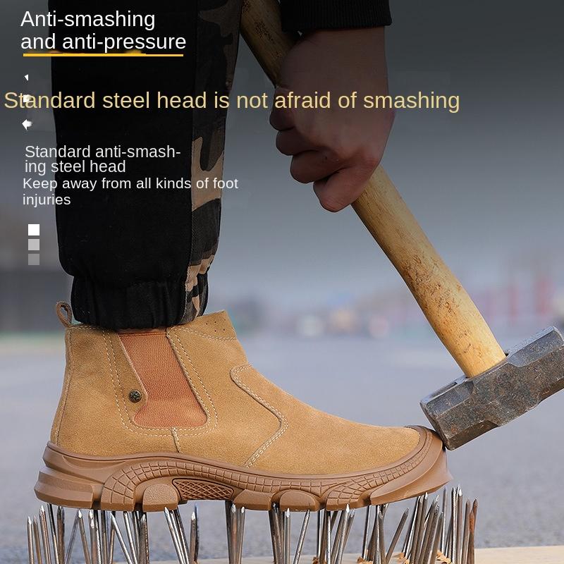 Arbeitsschutzschuhe für Herren, mit Stahlkappe, bruch- und durchtrittsicher, verschleißfest, rutschfeste Gummisohle, atmungsaktiv, leichte Arbeitsschuhe