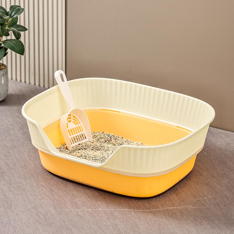 

Extra Large Semi-Enclosed Bathtub-Style Cat Litter Box with Scoop Pet Cat Litter Box жёлтый