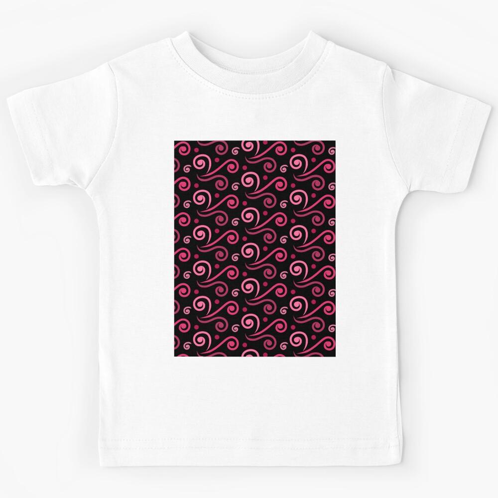 Pink Swirl Seamless Pattern Vibrant Retro Geometric Design Kids T-Shirt 140