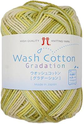 Washed Cotton Gradient Yarn, Medium Weight, Col. 305, Yellow-Green, 40g, Approx. 102m, Pack of 10, 2333