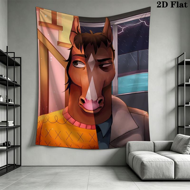 BoJack Horseman Gobelin Ścienny Estetyczny Dekor Ścienny Drukowany Materiał Kocyk Dekoracyjne Gobeliny do Sypialni Salonu Wystrój Domu