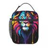 Bunte Löwendruck-Isolierte Lunchtasche für Damen Kinder Tragbare Lebensmittelboxen Thermische Lunchbox Tragetasche